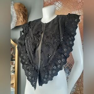 Zara Embroidered Cotton Maxi Peter Pan Collar